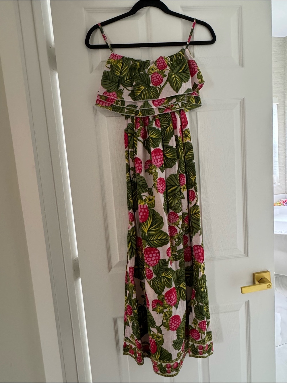 Mary Marshmellow Strapless Raspberry Print Maxi Dress - Size S - Limited Edition